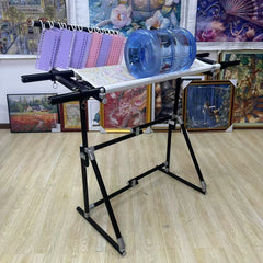 2-in-1 Adjustable Aluminum Alloy Cross Stitch Stand – Floor & Bed Use, Height 21.65–39.37 inches (55–100cm), Angle 90–180°, Width 19.69–32.28 inches (50–82cm), Heavy Duty Embroidery Frame for Chair, Sofa, or Bed