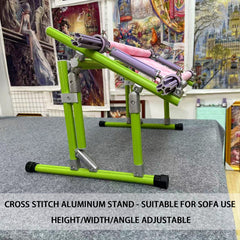 【Third Generation】Bed Embroidery Frame Stand for Cross Stitch, Adjustable 25-60cm (9.84-23.62 inches) Height, 70-50cm(27.56-19.69 inches) Base, Aluminum Alloy, Tiltable & Width Adjustable, Bed & Table Use, Strong Load Capacity