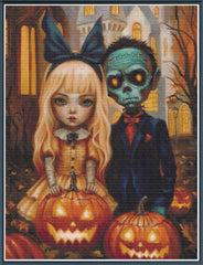 Alice and Frankenstein in pumpkin patch pdf digital download