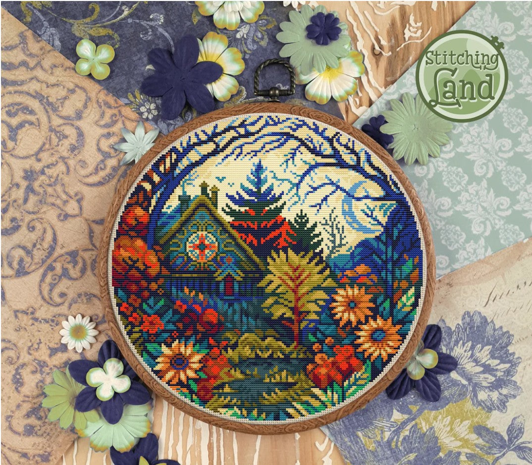 Witch's Garden Stamped Cross Stitch Kit