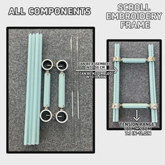 Blue Adjustable Aluminum Alloy Scroll Frame for Cross Stitch | Extra Thick, Extendable Embroidery Frame with Adjustable Width and Length
