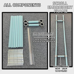 Blue Adjustable Aluminum Alloy Scroll Frame for Cross Stitch | Extra Thick, Extendable Embroidery Frame with Adjustable Width and Length