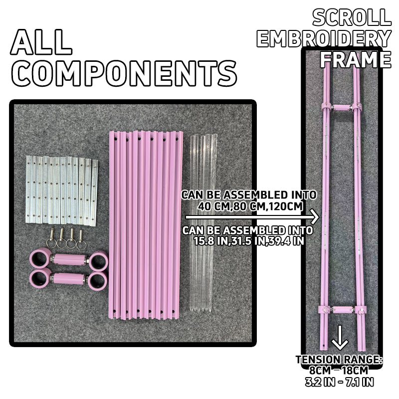 MINI Adjustable Embroidery Frame | 8–18cm Tension Range | Aluminum Alloy Cross Stitch Reel Frame | Extra Thick Retractable Scroll Frame | Length Adjustable Hoop for DIY Needlework