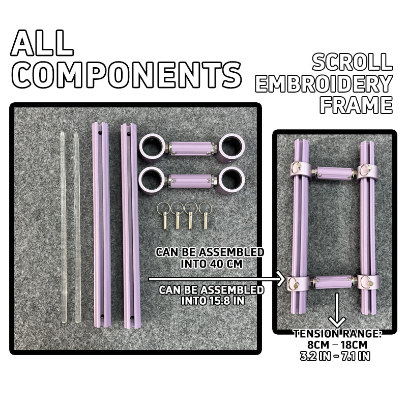 MINI Adjustable Embroidery Frame | 8–18cm Tension Range | Aluminum Alloy Cross Stitch Reel Frame | Extra Thick Retractable Scroll Frame | Length Adjustable Hoop for DIY Needlework