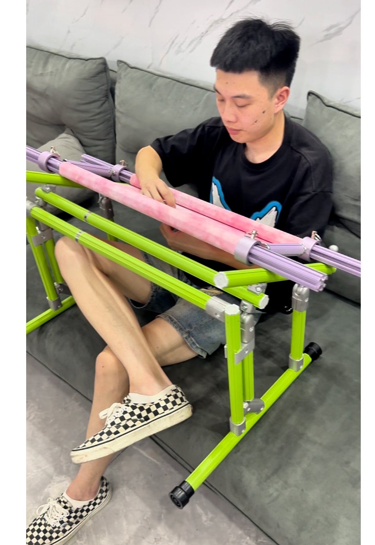 【Third Generation】Bed Embroidery Frame Stand for Cross Stitch, Adjustable 25-60cm (9.84-23.62 inches) Height, 70-50cm(27.56-19.69 inches) Base, Aluminum Alloy, Tiltable & Width Adjustable, Bed & Table Use, Strong Load Capacity