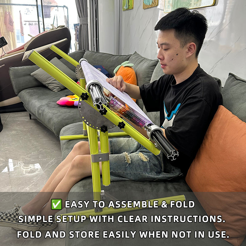 2-in-1 Aluminium Cross Stitch Frame Stand for Bed & Table – Adjustable Height 25–55cm / 9.84–21.65 inches, Width 42–80cm / 16.54–31.50 inches, 180° Rotating Scissors Holder