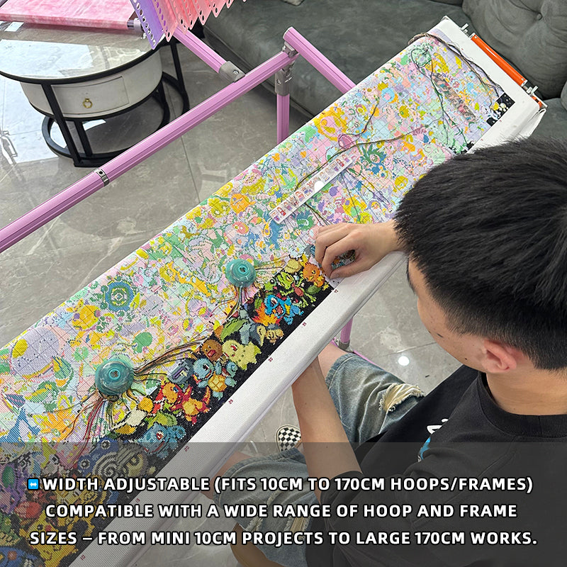 4th Gen Adjustable Cross Stitch Stand – Sturdy Aluminum Base with Height, Width & Tilt Adjustment | Phone & Thread Holder Included | Suitable for small, medium, and large scroll frames (scroll frame not included)