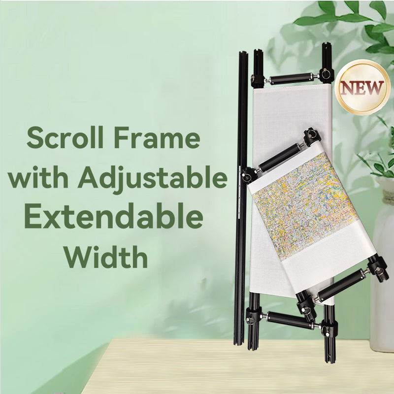 Scroll Frame with Adjustable Width | Extendable Scroll Frame] Adjustable Aluminium Alloy Scroll Frame for Cross Stitch | Extra Thick, Extendable Embroidery Frame with Adjustable Width and Length