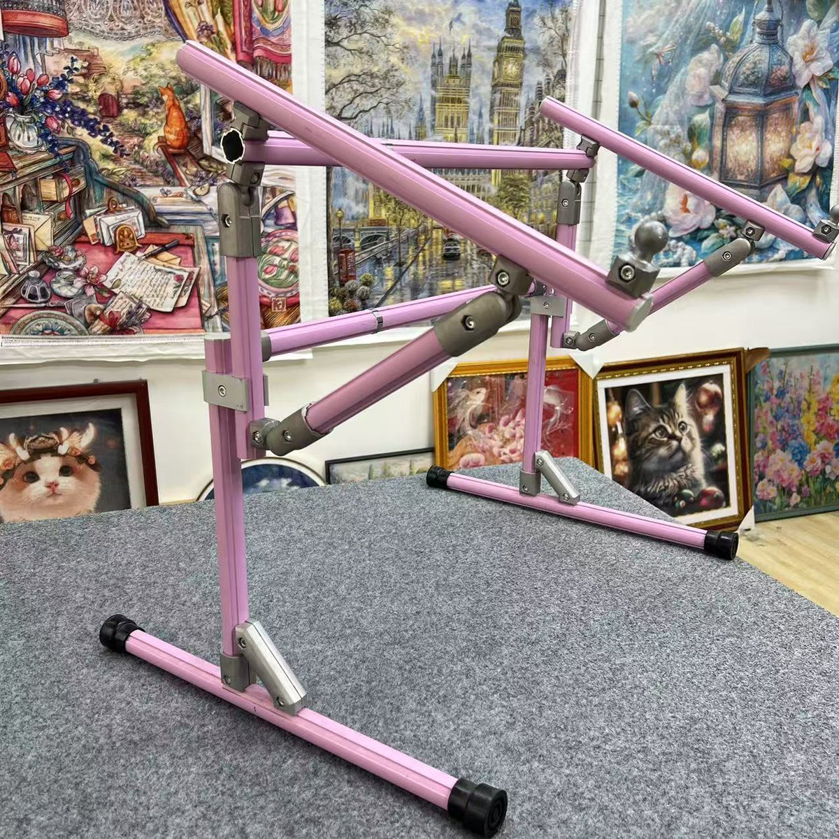 【Third Generation】Bed Embroidery Frame Stand for Cross Stitch, Adjustable 25-60cm (9.84-23.62 inches) Height, 70-50cm(27.56-19.69 inches) Base, Aluminum Alloy, Tiltable & Width Adjustable, Bed & Table Use, Strong Load Capacity