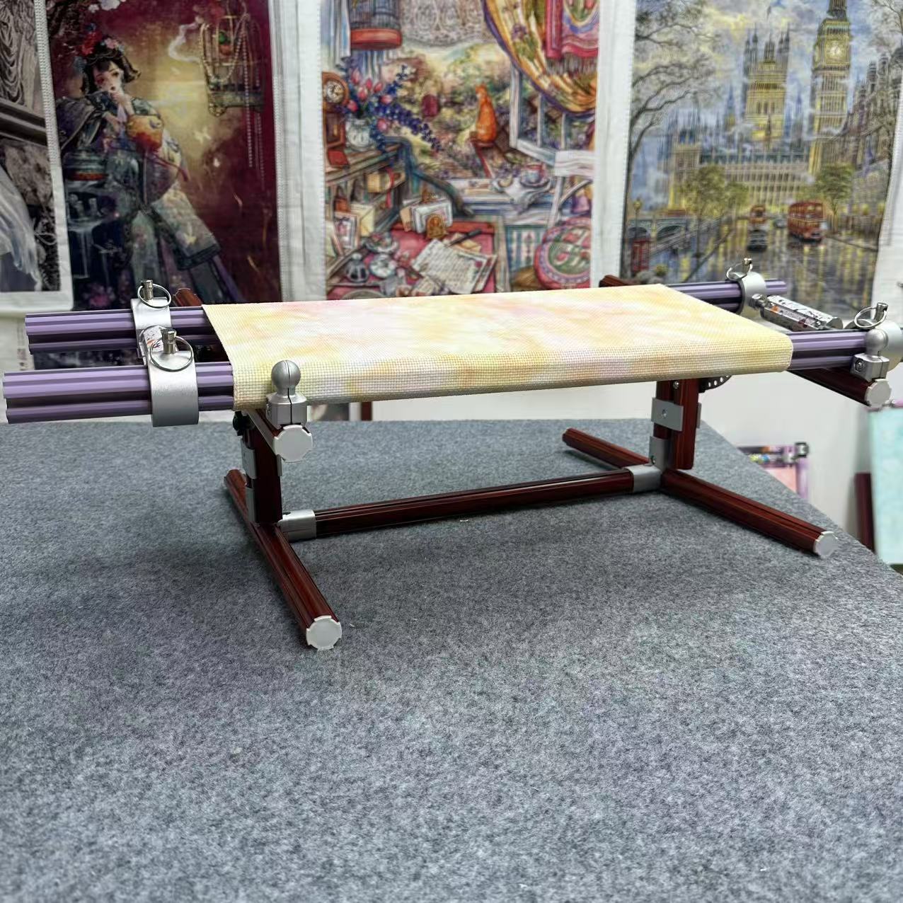 【Third Generation】 Adjustable Tabletop Cross Stitch Embroidery Frame Base, Aluminum Alloy, Height 13-25cm / 5.12-9.84 inches, 90°-180° Angle, DIY Needlework Stand