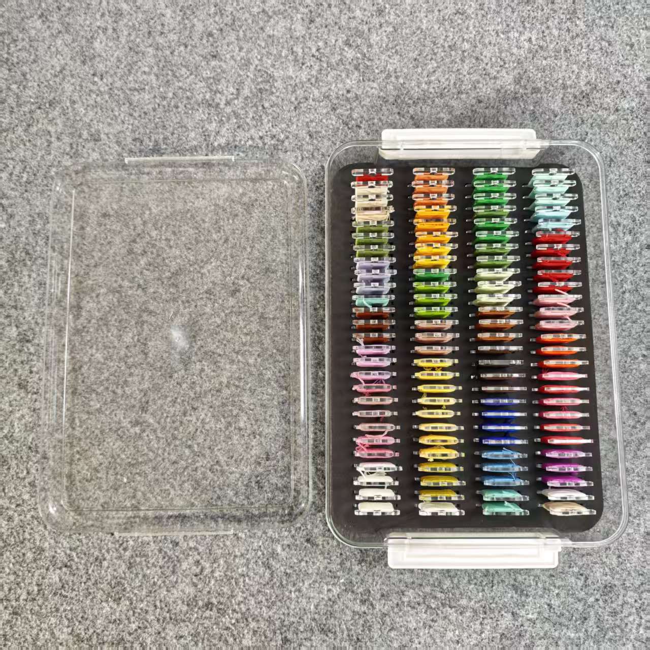 【Second generation 】Embroidery Floss Storage Box - Fits 3mm Acrylic Bobbins (108/540)  | Foam Insert Craft Storage for Embroidery Crafters