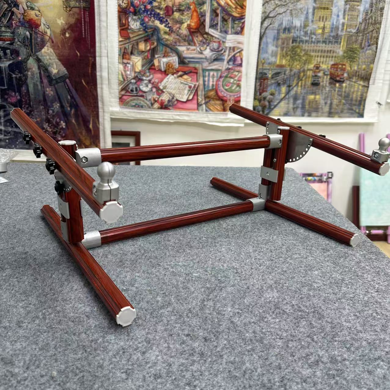 【Third Generation】 Adjustable Tabletop Cross Stitch Embroidery Frame Base, Aluminum Alloy, Height 13-25cm / 5.12-9.84 inches, 90°-180° Angle, DIY Needlework Stand