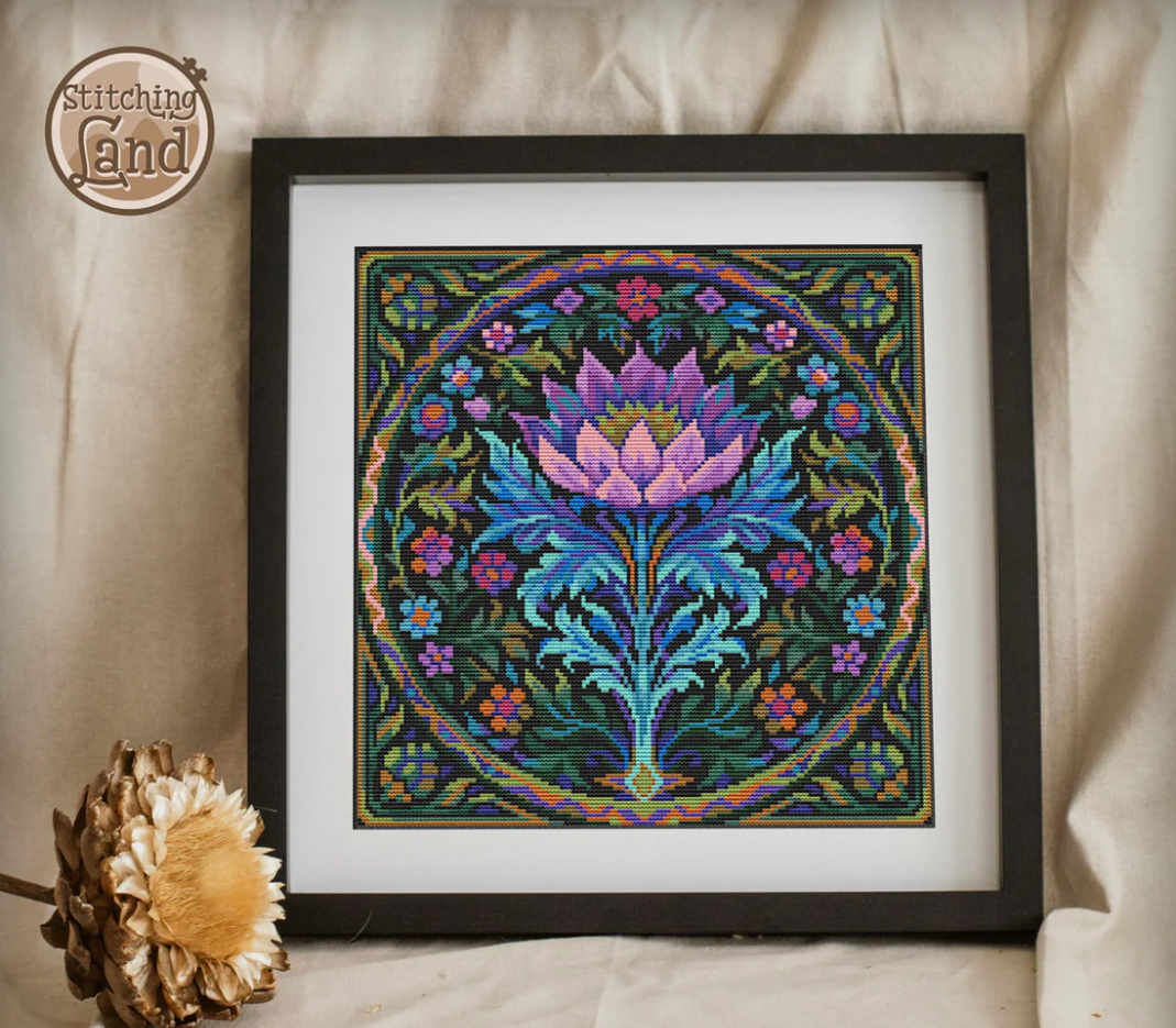 Art Nouveau Purple Flower Square [Sun-0381]