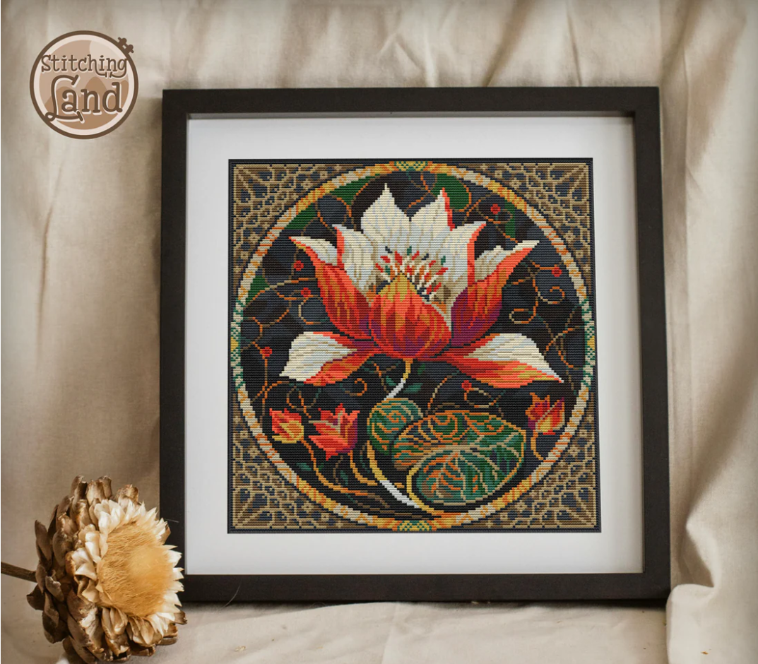 Art Nouveau Red Lotus Square [sun-0267]