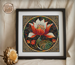 Art Nouveau Red Lotus Square [sun-0267]