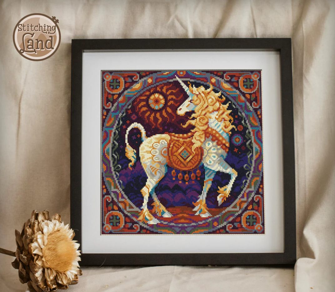 Art Nouveau Unicorn Square [Sun-0382]