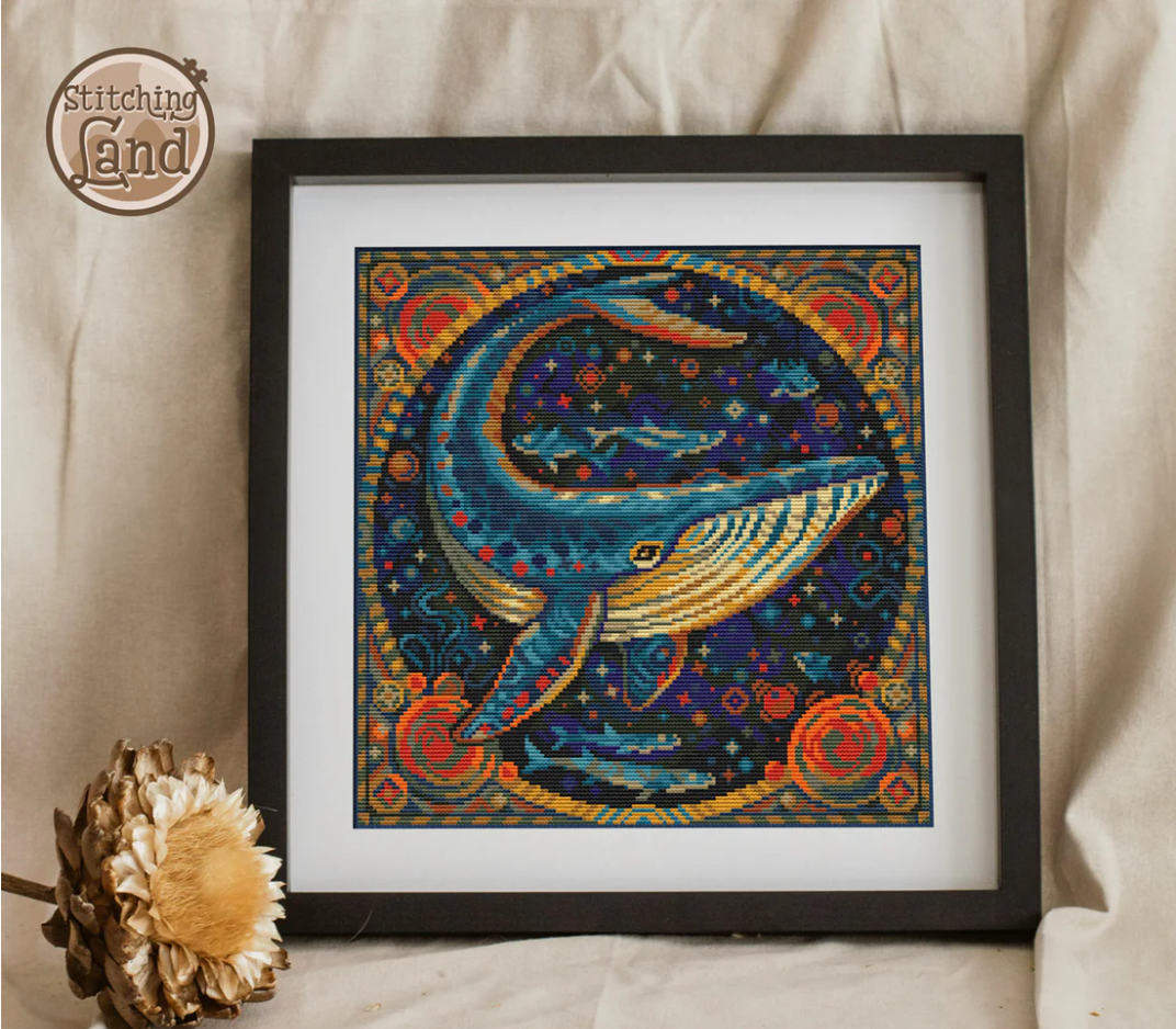 Art Nouveau Whale Square [Sun-0270]