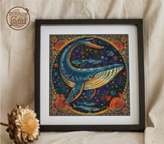 Art Nouveau Whale Square [Sun-0270]