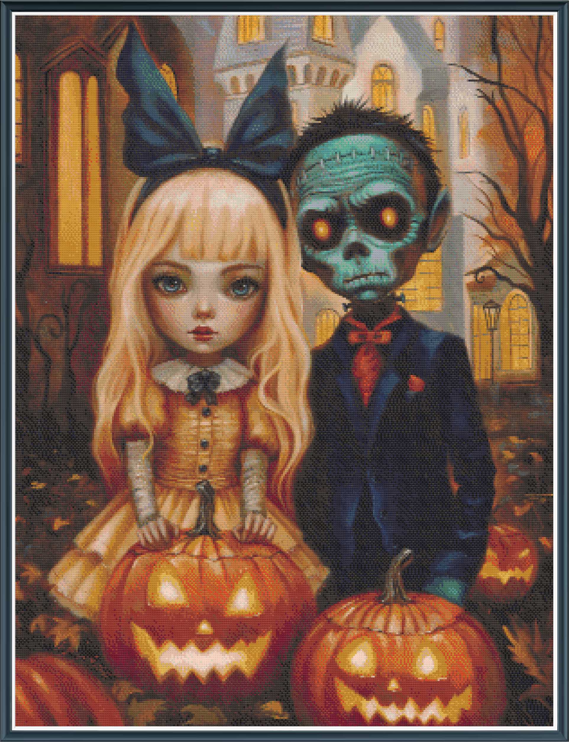 Alice and Frankenstein in pumpkin patch pdf digital download