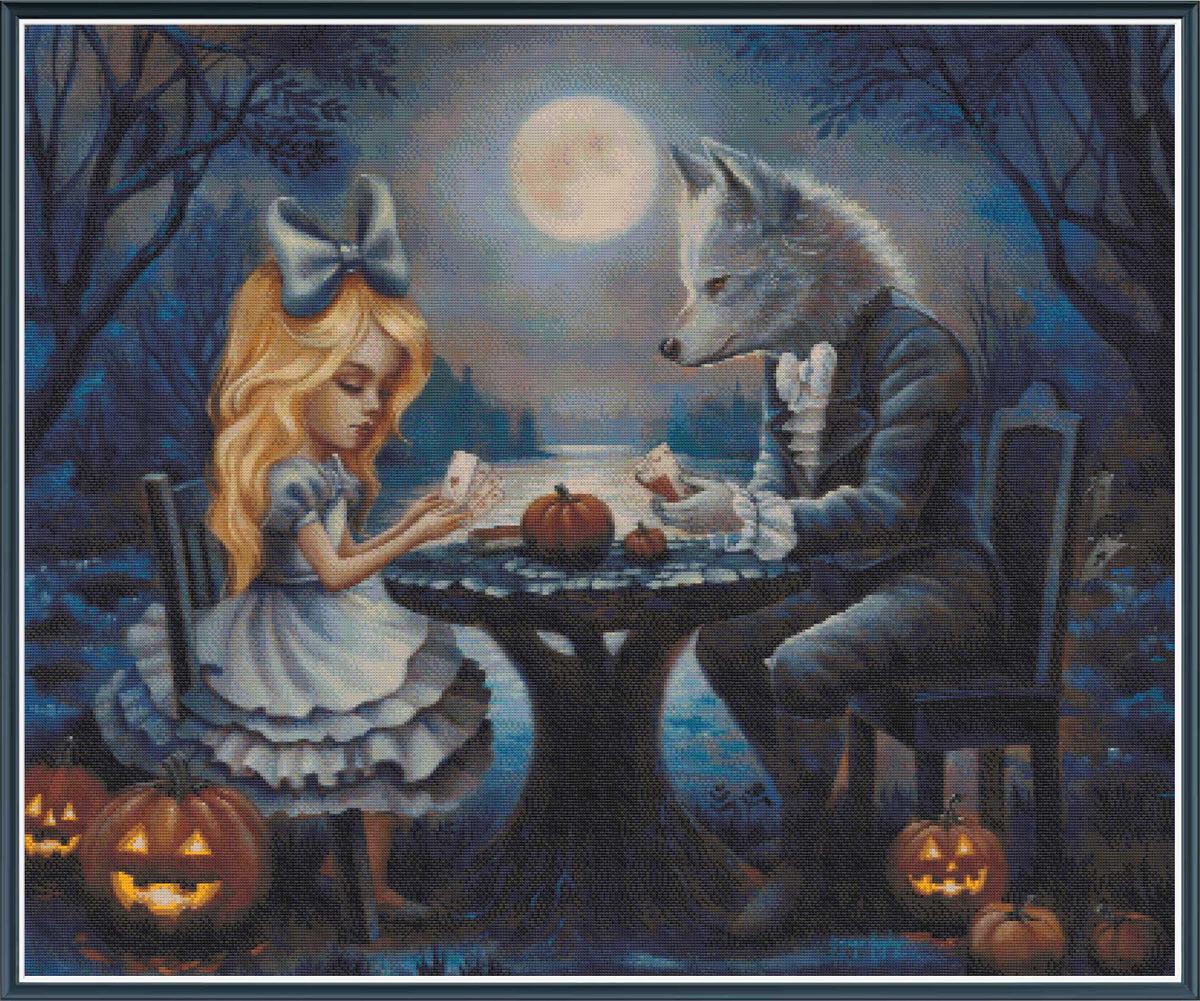 Alice and Warewolf playing cards under the moonlight pdf digital download