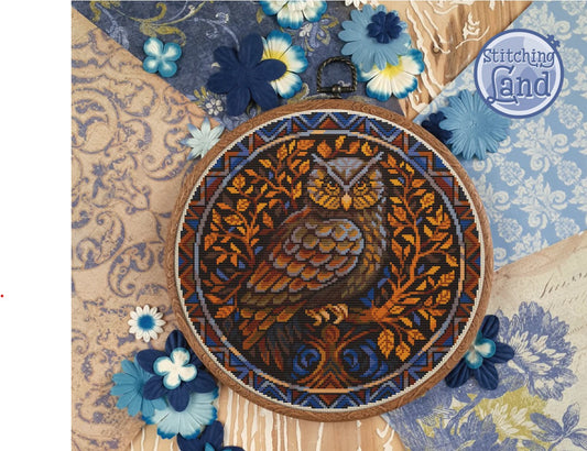 Art Nouveau Owl II Stamped Cross Stitch Kit