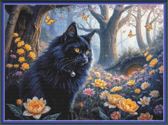 Black Cat With Butterflies - PDF Digital Download