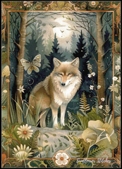 Bordered Woodland Wolf - PDF Digital Download