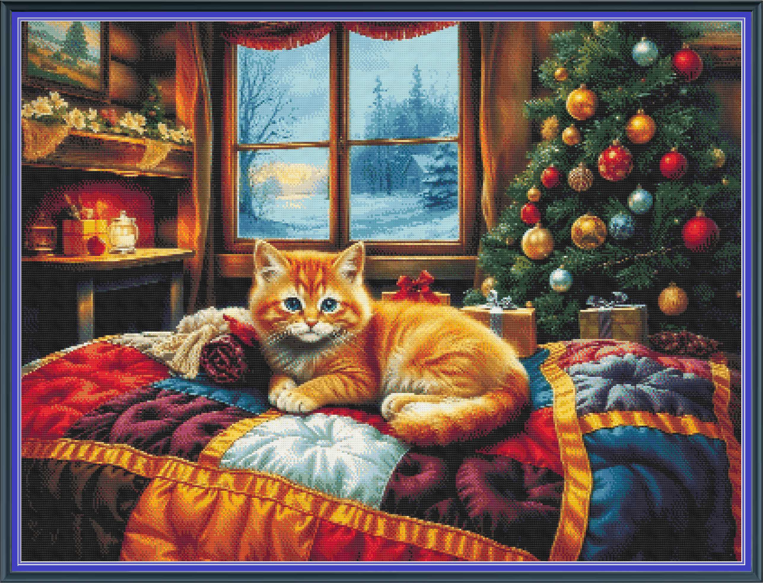 Christmas Kitten On A Quilt [Sun-0661]