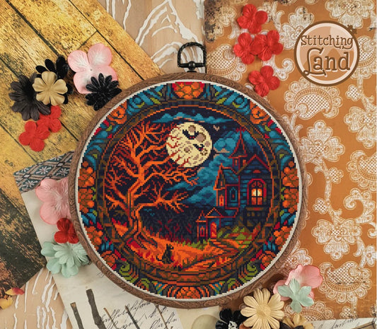 Full Moon Night Stamped Cross Stitch Kit
