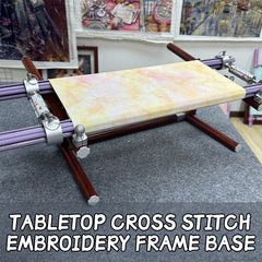 【Third Generation】 Adjustable Tabletop Cross Stitch Embroidery Frame Base, Aluminum Alloy, Height 13-25cm / 5.12-9.84 inches, 90°-180° Angle, DIY Needlework Stand