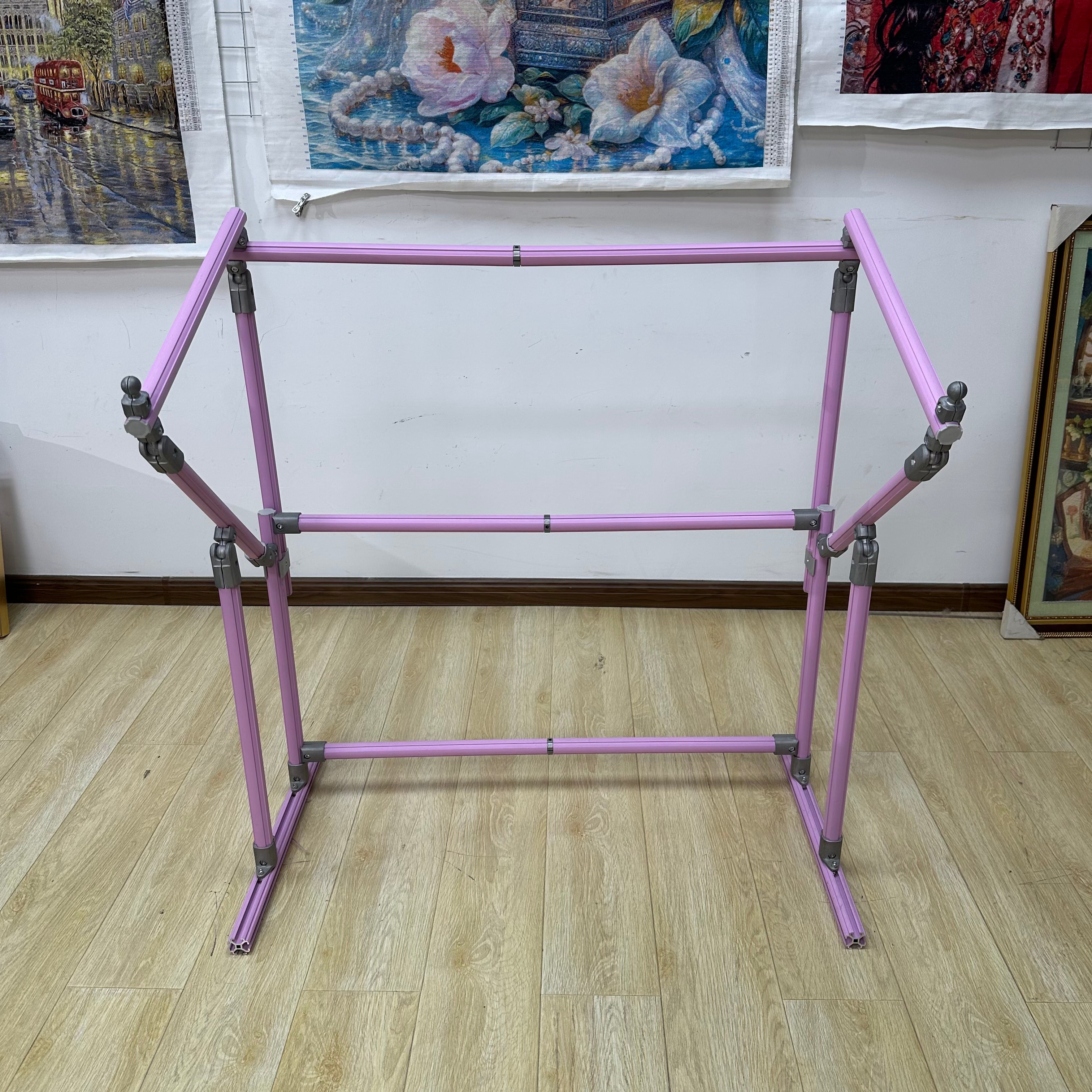 4th Gen Adjustable Cross Stitch Stand – Sturdy Aluminum Base with Height, Width & Tilt Adjustment | Phone & Thread Holder Included | Suitable for small, medium, and large scroll frames (scroll frame not included)