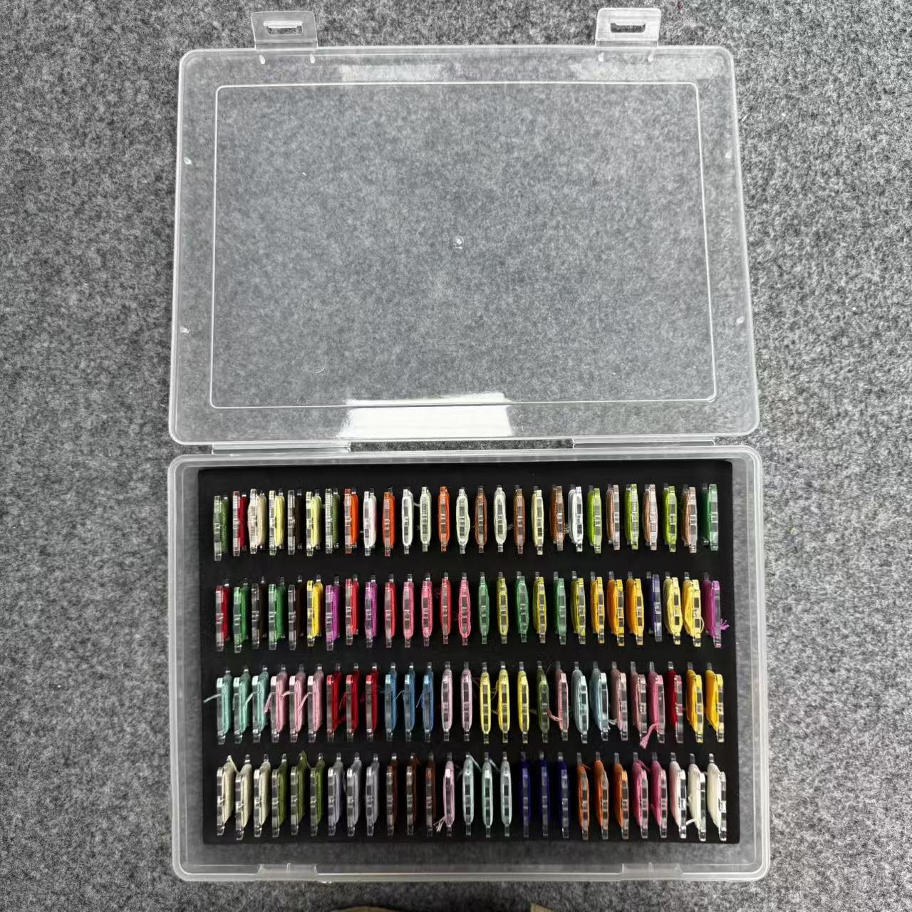 Embroidery Floss Storage Box - Fits 3mm Acrylic Bobbins (108/540)  | Foam Insert Craft Storage for Embroidery Crafters