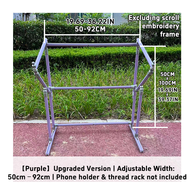 4th Gen Adjustable Cross Stitch Stand – Sturdy Aluminum Base with Height, Width & Tilt Adjustment | Phone & Thread Holder Included | Suitable for small, medium, and large scroll frames (scroll frame not included)