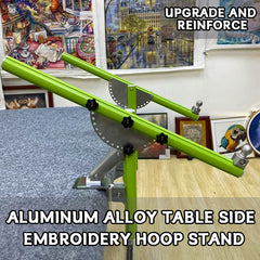 upgrade and reinforce【Third Generation】Aluminum Alloy Table Side Embroidery Hoop Stand - Adjustable Tilt Angle & Width, Heavy-Duty Base for Desk Mounting, Stable Embroidery Frame Holder Fits Most Desks