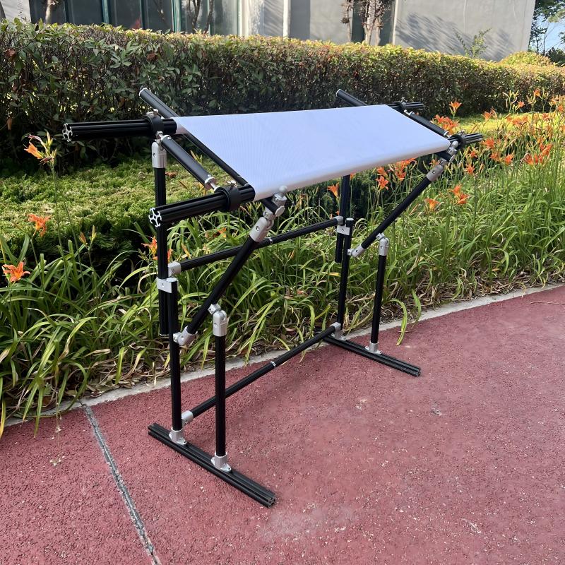 4th Gen Adjustable Cross Stitch Stand – Sturdy Aluminum Base with Height, Width & Tilt Adjustment | Phone & Thread Holder Included | Suitable for small, medium, and large scroll frames (scroll frame not included)