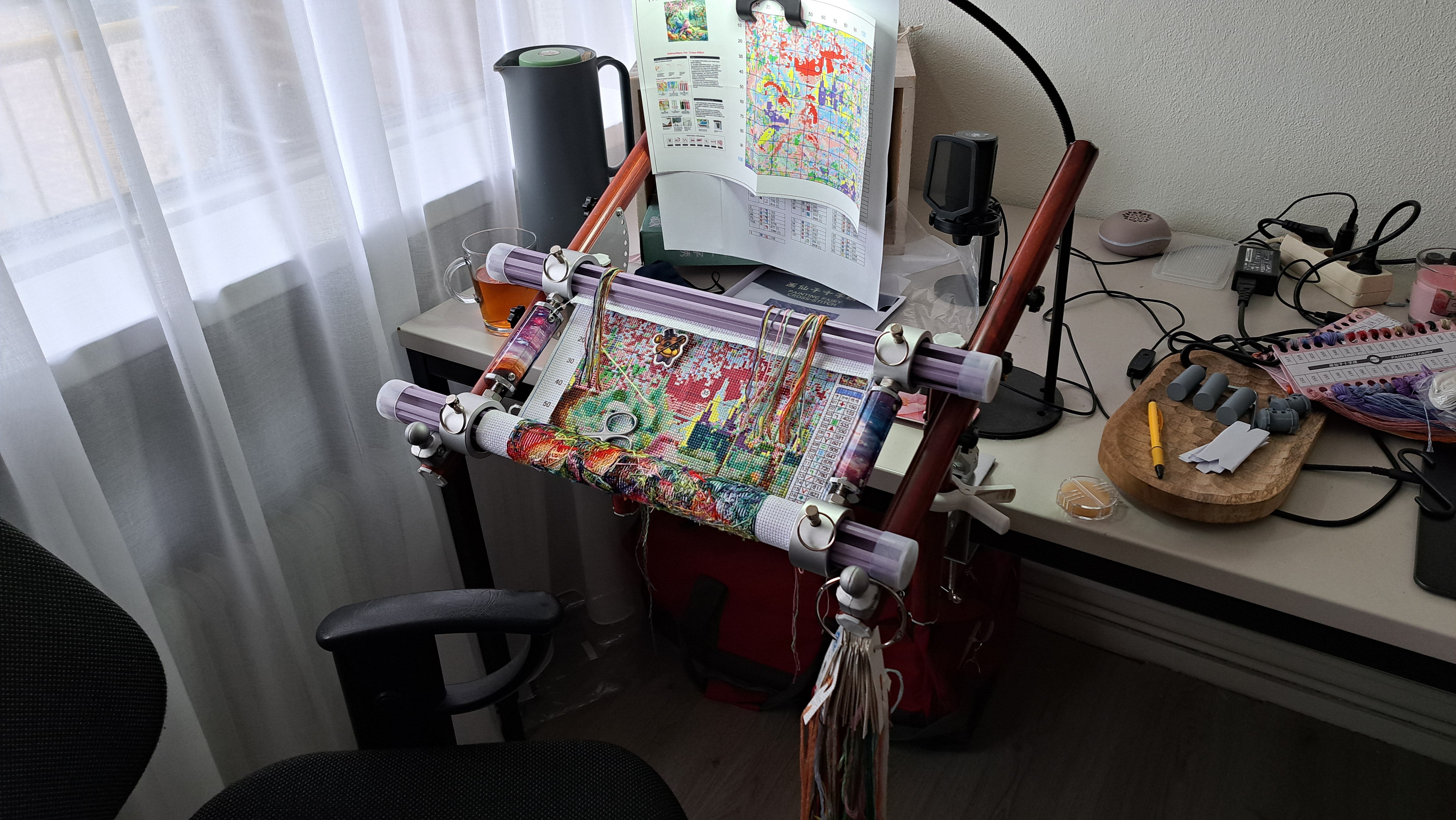 upgrade and reinforce【Third Generation】Aluminum Alloy Table Side Embroidery Hoop Stand - Adjustable Tilt Angle & Width, Heavy-Duty Base for Desk Mounting, Stable Embroidery Frame Holder Fits Most Desks