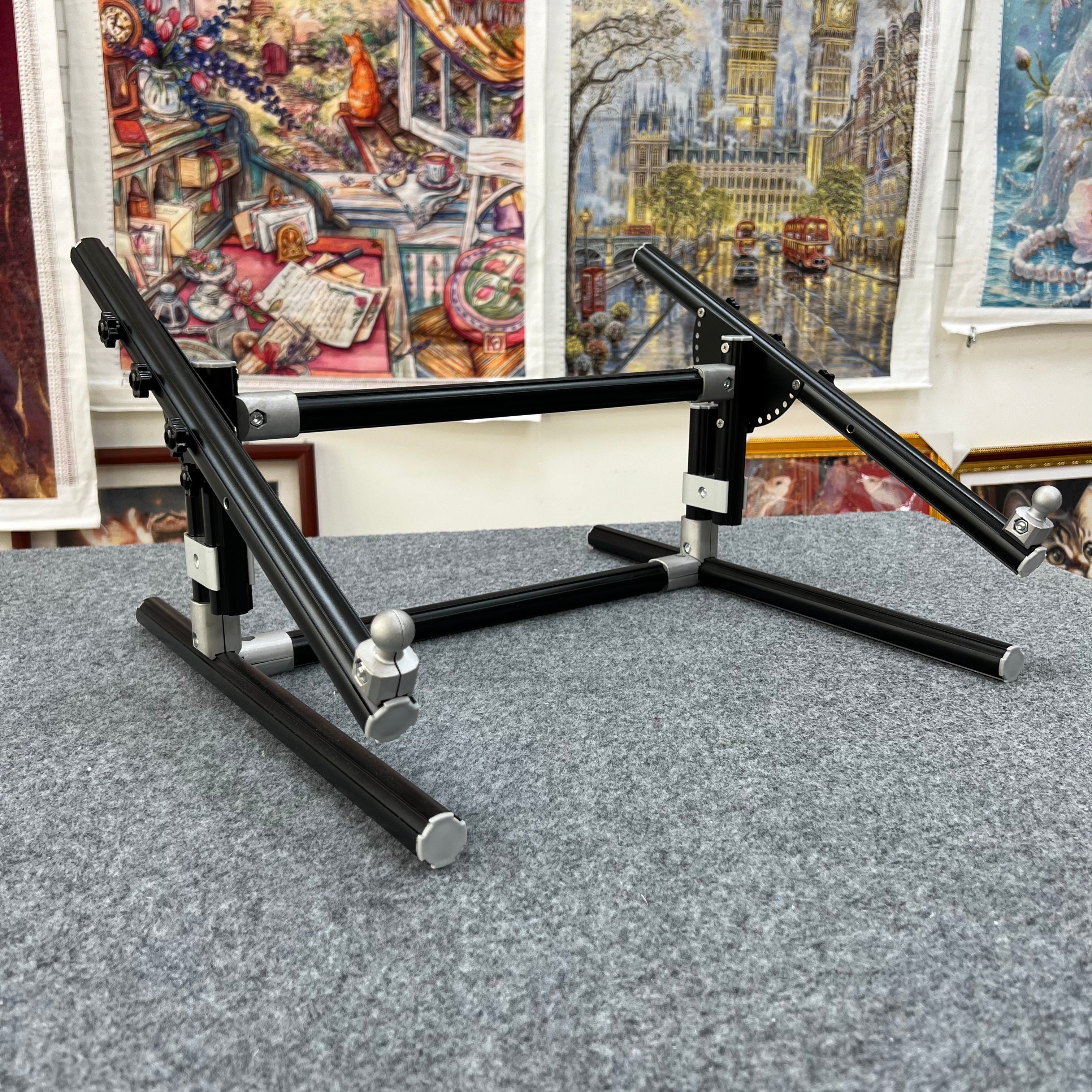 【Third Generation】 Adjustable Tabletop Cross Stitch Embroidery Frame Base, Aluminum Alloy, Height 13-25cm / 5.12-9.84 inches, 90°-180° Angle, DIY Needlework Stand
