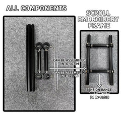 Scroll Frame with Adjustable Width | Extendable Scroll Frame] Adjustable Aluminium Alloy Scroll Frame for Cross Stitch | Extra Thick, Extendable Embroidery Frame with Adjustable Width and Length