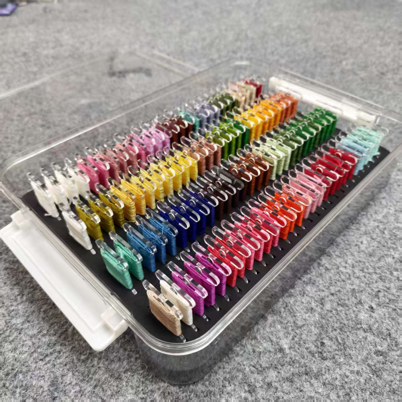 【Second generation 】Embroidery Floss Storage Box - Fits 3mm Acrylic Bobbins (108/540)  | Foam Insert Craft Storage for Embroidery Crafters
