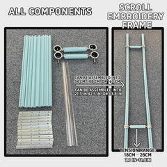 Blue Adjustable Aluminum Alloy Scroll Frame for Cross Stitch | Extra Thick, Extendable Embroidery Frame with Adjustable Width and Length
